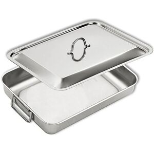 Plat a four en inox avec couvercle 35 x 27 cm Inoxriv [Gris metallise]