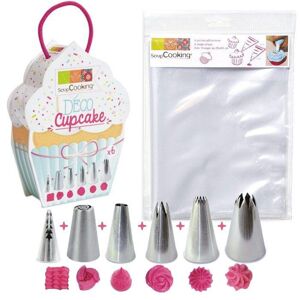 6 douilles et 6 poches a douilles jetables pour Cupcakes Scrapcooking