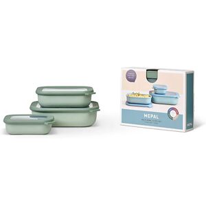 Set de 3 bols rectangulaires Cirqula Nordic Sage 500ml, 1000ml, 2000ml Mepal [Gris metallise]