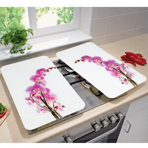 Set 2 couvre-plaques protection motifs Orchidee Wenko by Maximex [Gris metallise]