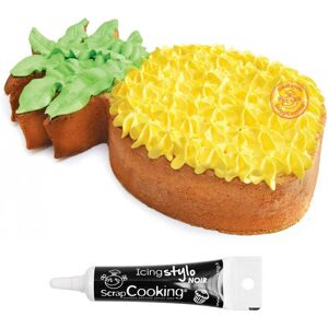 Decoupoir a patisserie inox XXL Ananas + Stylo de glacage noir Scrapcooking