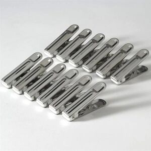 12 pinces a sachets en inox 6 cm [Noir]