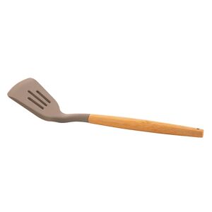 Spatule a fentes en silicone avec manche en bambou 32 cm taupe Point Virgule [Bois]