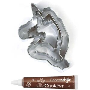 Stylo chocolat + 3 mini emporte-pieces en inox Licornes Youdoit