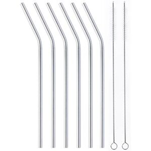 Set 6 pailles courbees en inox 21 cm Mathon [Gris]