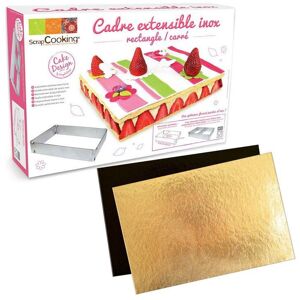 Cadre a patisserie extensible rectangle + 5 supports a gateau Scrapcooking