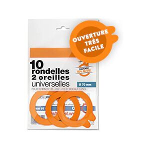 Sachet de 10 rondelles a bocaux 2 oreilles 7 cm Le Parfait [Noir]