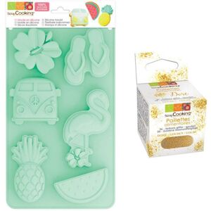 Moule en silicone Summer + paillettes dorees Scrapcooking