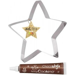 Decoupoir a patisserie inox XXL Etoile + 1 Stylo chocolat Scrapcooking