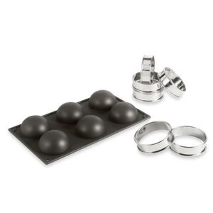 Kit moule silicone 6 demi-spheres + 6 cercles a tarte Patisse []