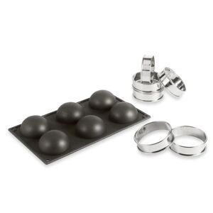 Kit moule silicone 6 demi-spheres + 6 cercles a tarte Patisse [Gris]