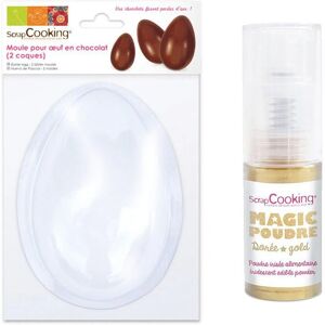 Moule pour Oeuf en chocolat + Poudre alimentaire irisee doree Scrapcooking