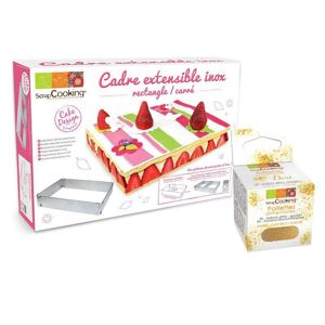 Cadre a patisserie extensible rectangle + paillettes dorees Scrapcooking