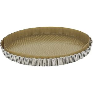 Moule a tarte amovible 28 cm inox perfore et feuille de cuisson antiadhesive De Buyer [Gris]