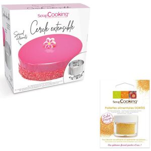 Cadre a patisserie extensible rond + paillettes dorees Scrapcooking