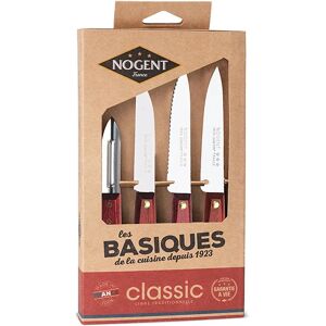 Coffret 3 couteaux d'office et 1 eplucheur Kraft Classic bois merisier Nogent [Rouge]