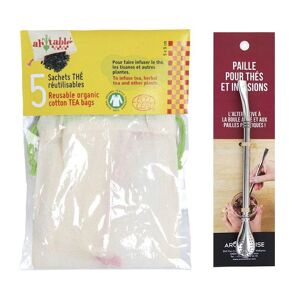 5 sachets de the reutilisables + paille inox avec filtre Youdoit