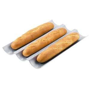 Plaque 3 baguettes perforee avec revetement anti-adhesif Patisse [Beige]