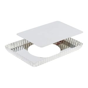 Moule a tarte rectangulaire en fer blanc fond amovible bords canneles Gobel [Rouge]