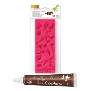 Moule pate a sucre Dinosaures + 1 Stylo chocolat Scrapcooking