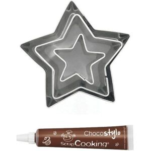 Stylo chocolat + 3 mini emporte-pieces inox Etoiles Youdoit