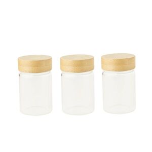 Set de 3 pots en verre avec couvercle bambou 75 ml Pebbly []