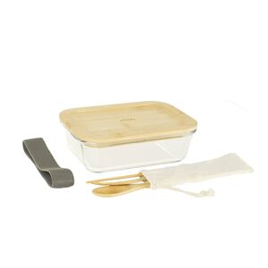 Lunch box avec 3 couverts bambou Pebbly [Blanc]