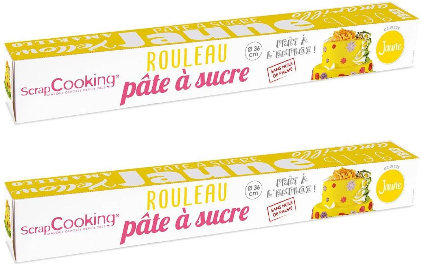 2 pâtes à sucre en rouleau Ø 36 cm - jaune Scrapcooking