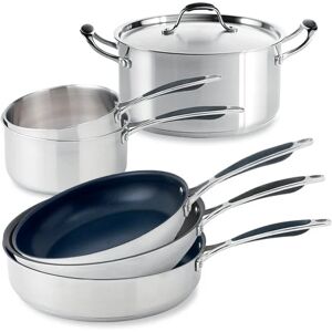 Batterie de cuisine Excell'Inox 2 casseroles, 2 poeles, faitout inox et sauteuse Mathon