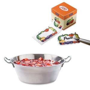 Mathon Lot Bassine a confiture 38 cm et 100 etiquettes autocollantes decor fruits []