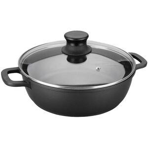 Faitout fonte avec couvercle en verre 32 cm noir Lacor [Gris metallise]