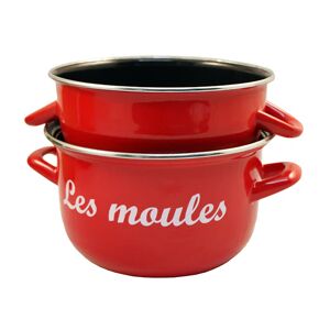 Marmite a moules acier emaille 18 cm rouge Baumalu [Noir]