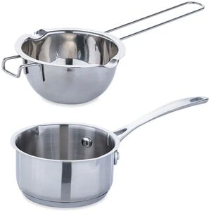 Lot petite casserole inox 12 cm et bol bain-marie inox 14 cm avec poignee longue Mathon []