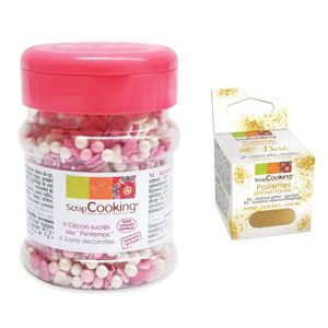 Decors sucres Printemps + paillettes dorees Scrapcooking