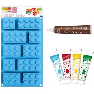 Coffret moule en silicone briques + 4 colorants alimentaires + 1 Stylo chocolat Scrapcooking