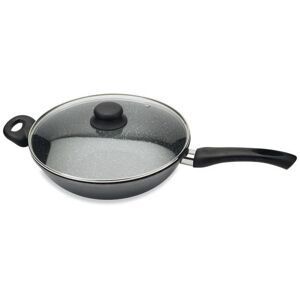 Wok et couvercle revetement Dur comme la pierre 28 cm Mathon [Noir]