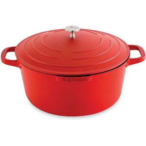 Cocotte legere ronde en fonte d'aluminium 28 cm 6,7 L rouge Mathon [Noir]