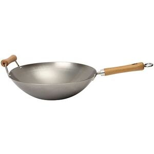 Wok fond plat tôle acier blanche 2 poignees 36 cm Be a Wok Star [Gris metallise]