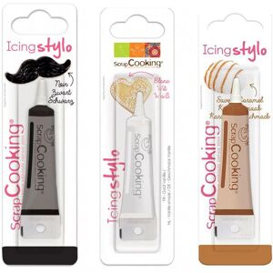 3 stylos alimentaires - noir, blanc, caramel Scrapcooking