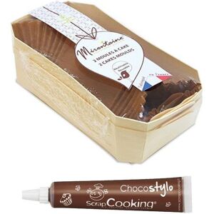 2 moules a cake en bois 21 cm + Stylo chocolat Scrapcooking