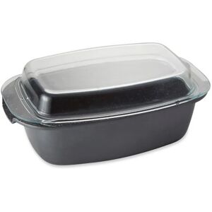 Cocotte rectangulaire et couvercle revetement Dur comme la pierre 32 cm Mathon [Noir]