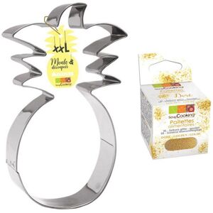 Decoupoir a patisserie inox XXL Ananas + paillettes dorees Scrapcooking