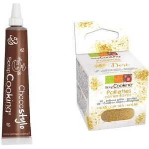 Stylo chocolat + paillettes dorees Scrapcooking