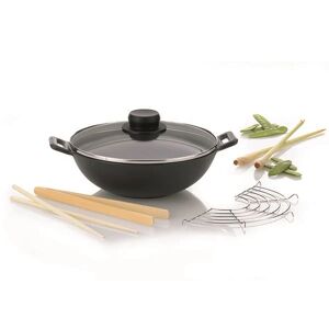 Wok en fonte avec accessoires 24 cm 2 personnes Kela []