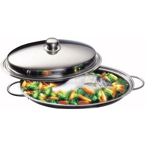 Poissonniere ovale en inox et couvercle 40 cm Inoxriv [Gris metallise]