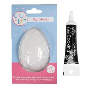 Moule rigide oeuf en chocolat 8,7 x 6 x 2,9 cm + Stylo glacage noir Youdoit