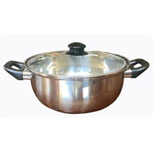 Friteuse inox 26 cm avec couvercle verre bouton bakelie - Tous feux et induction Baumalu [Gris metallise]