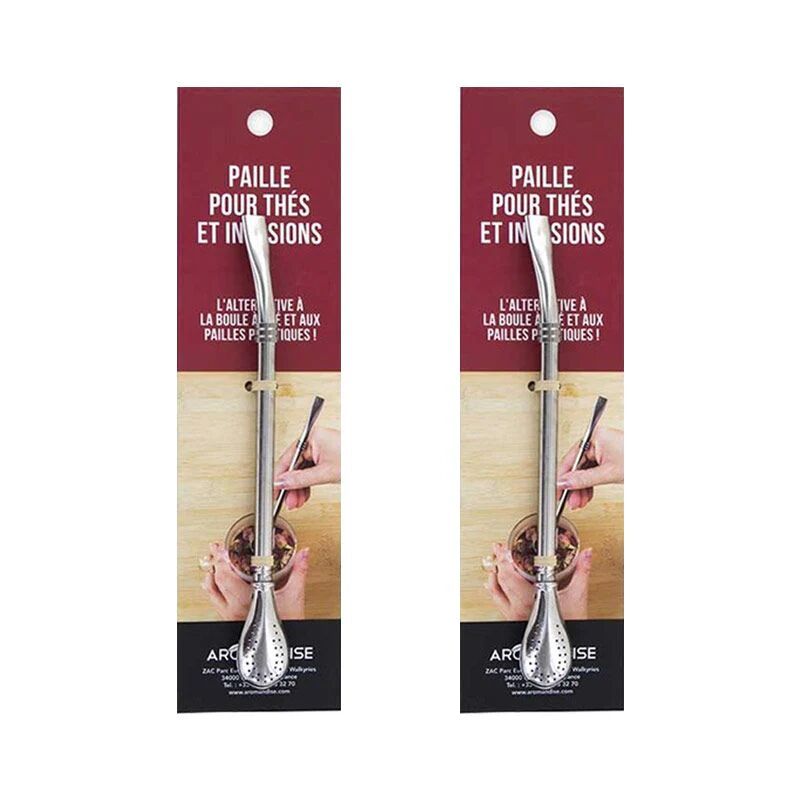 2 pailles inox avec filtre intégré pour thé et infusions Aromandise