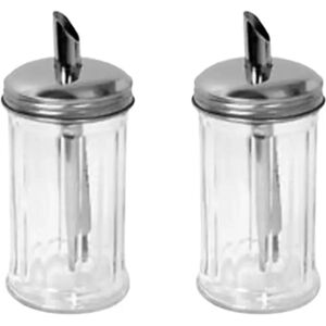 2 doseurs a sucre vintage 300 ml - verre cannele & inox Chevalier diffusion