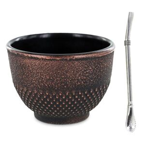 Tasse en fonte noire et bronze 0,15 L + paille inox avec filtre Aromandise